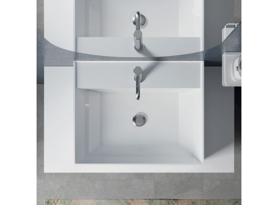 Badezimmerkomposition mit ovalem Spiegel, Sockel und Waschbecken, hergestellt in Italien – Kilos Viadurini