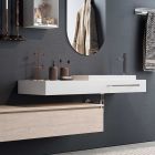 Badezimmerkomposition mit ovalem Spiegel, Waschbecken und Sockel, hergestellt in Italien – Palom Viadurini