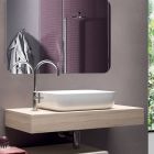 Badezimmerkomposition mit geformtem Spiegel und Waschbecken, hergestellt in Italien – Palom Viadurini