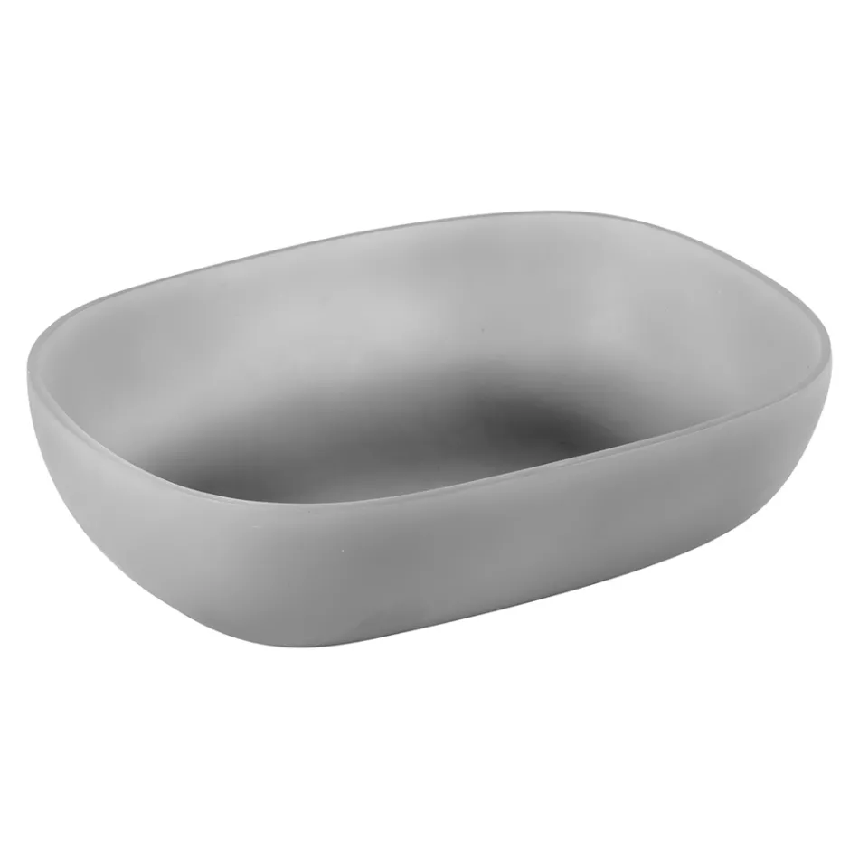 Graue Design-Badezimmer-Komposition mit emailliertem Zubehör - Georges Viadurini