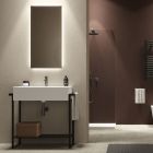 Badezimmer-Komposition Waschbecken aus Keramik und Sockel aus Stahl Made in Italy - Quadro Viadurini