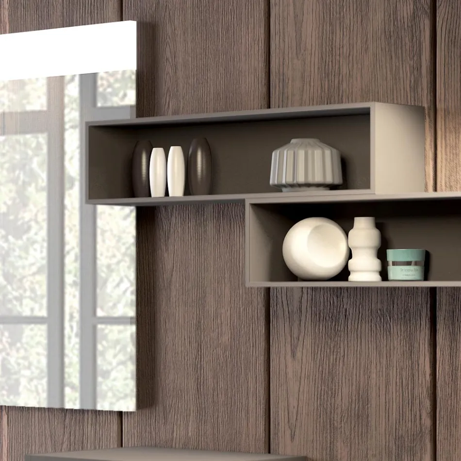 Hängende Badezimmerkomposition aus rauchgrauem Fenix, hergestellt in Italien, Neapel Viadurini