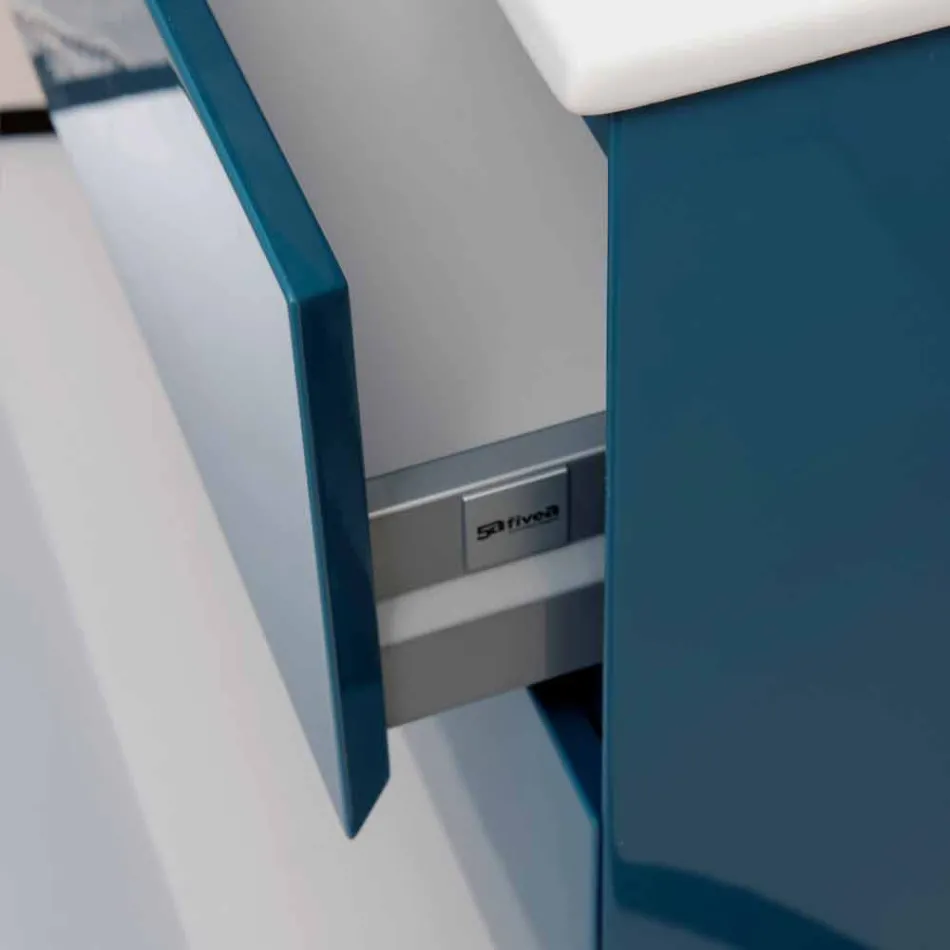 Zusammensetzung suspendiert Badezimmer in MDF lackiert Made in Italy - Becky Viadurini