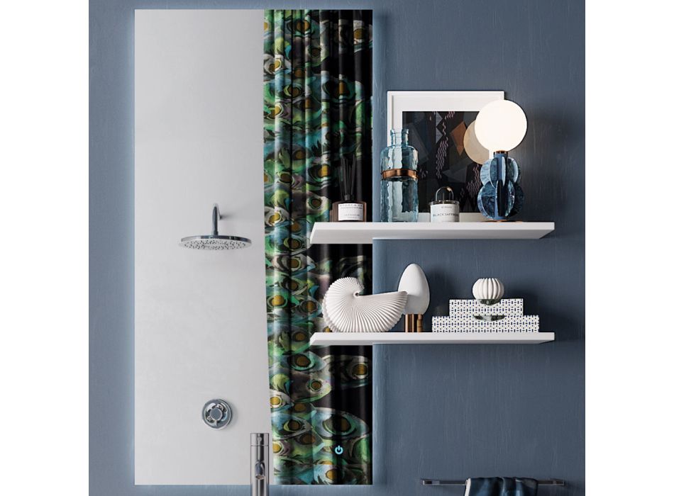 Hängende Badezimmerkomposition, Spiegel und weiße Sockel, hergestellt in Italien – Polsen Viadurini