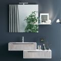 Hängende Badezimmerkomposition, Spiegel und Betonsockel, hergestellt in Italien – Polsen