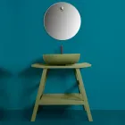 Grüne Badezimmerkomposition mit kratzfestem Schrank und Zubehör - Patryk Viadurini