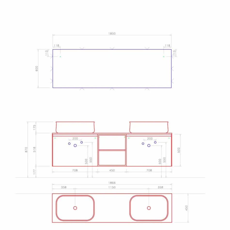 Modern Design Suspension Badezimmer Zusammensetzung Made in Italy - Callisi14 Viadurini