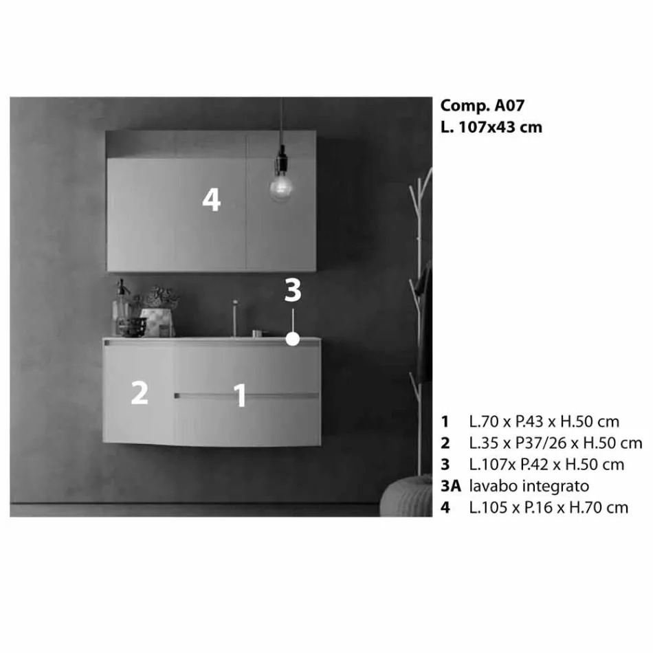 Moderne und hängende Badezimmerzusammensetzung Made in Italy Design - Callisi7 Viadurini