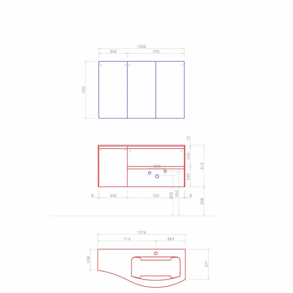 Moderne und hängende Badezimmerzusammensetzung Made in Italy Design - Callisi7 Viadurini