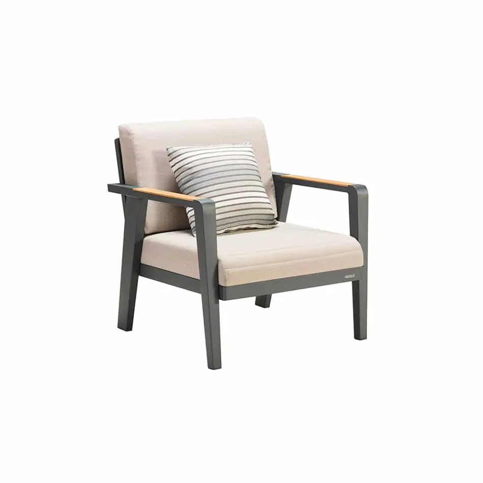 Outdoor-Komposition 3-Sitzer-Sofa, 2 Sessel und Couchtisch - Moira Viadurini