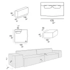 Zusammensetzung aus 1 Pouf mit Rückenlehne, 1 Pouf und 1 Halbinsel - Bizarre Viadurini