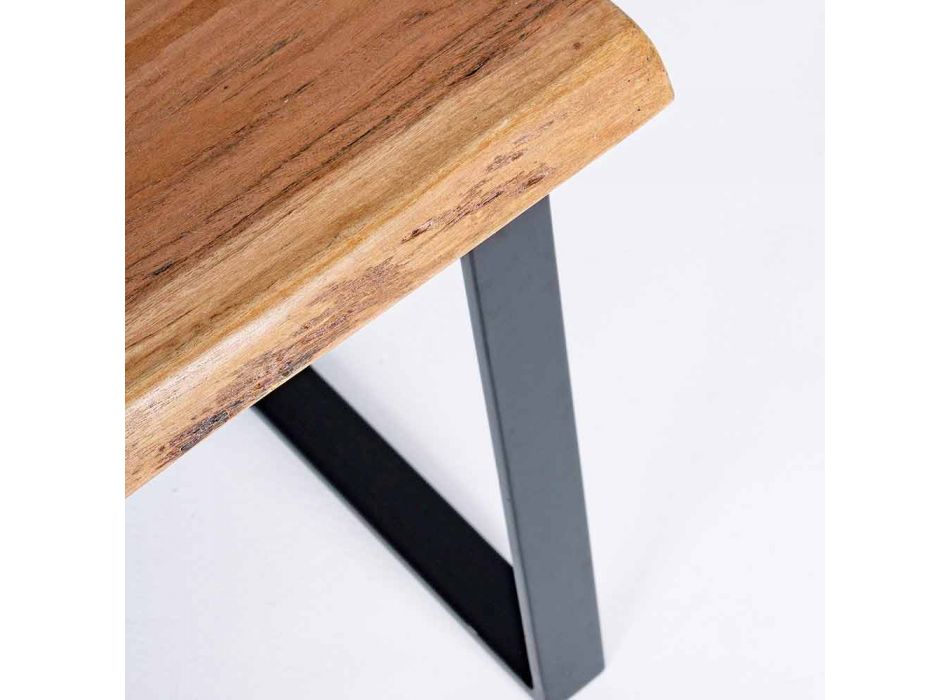 Zusammensetzung von 2 Couchtischen in Holz und Stahl Homemotion - Artur Viadurini