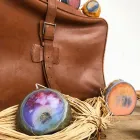 Zusammensetzung aus 3 farbigen Wachskerzen, Einzelstücke, hergestellt in Italien – Dela Viadurini