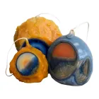 Zusammensetzung aus 3 farbigen Wachskerzen, Einzelstücke, hergestellt in Italien – Dela Viadurini