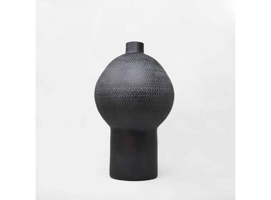 Zusammensetzung von 4 dekorativen Vasen aus schwarzer und weißer Keramik - Calicanto Viadurini