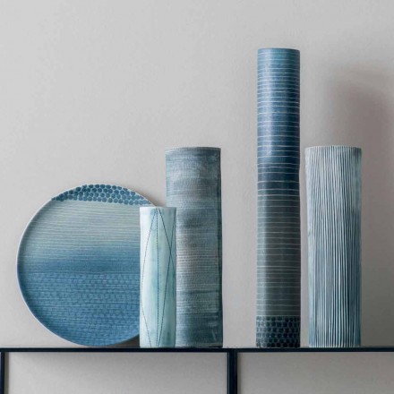 Komposition aus 4 Vasen und Tafelaufsatz aus handbemaltem Porzellan - Liberio Viadurini