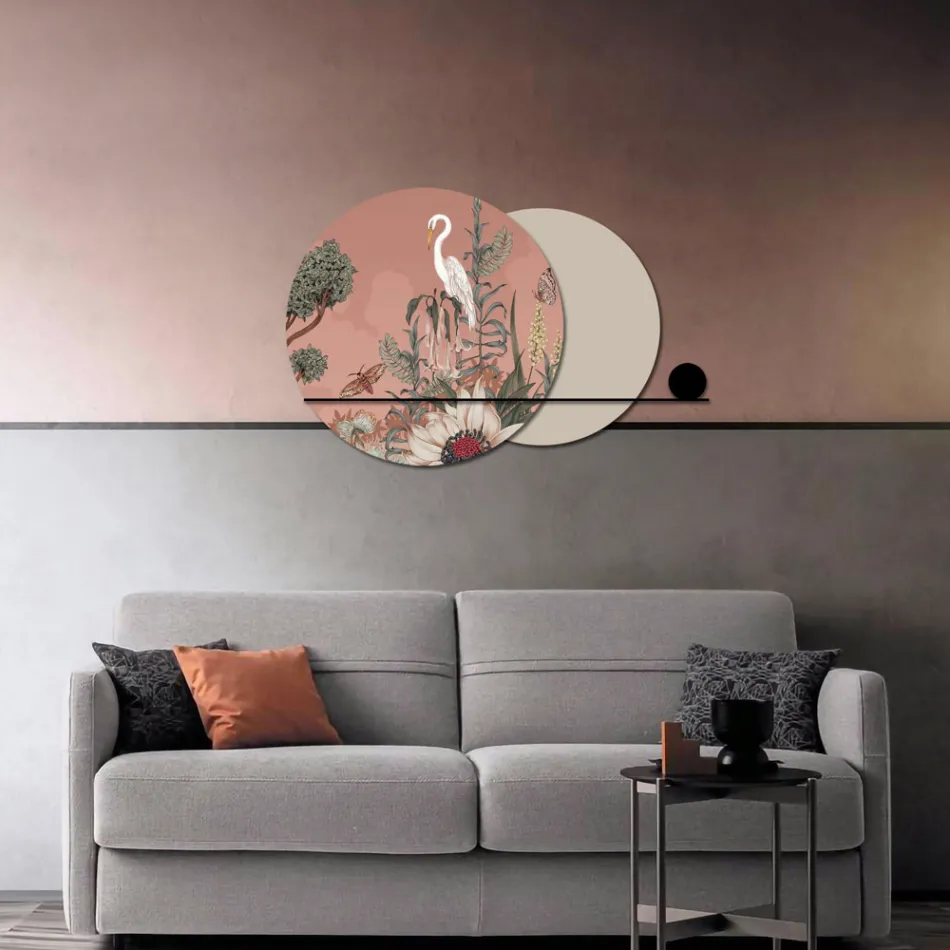 Komposition aus Holzplatten mit tropischem Aufdruck, hergestellt in Italien – Haiti Viadurini