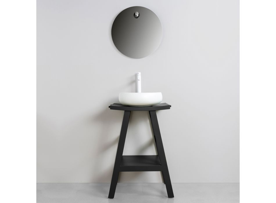 Schwarze Badezimmerschrank-Komposition komplett mit Spiegel und Zubehör - Maryse Viadurini