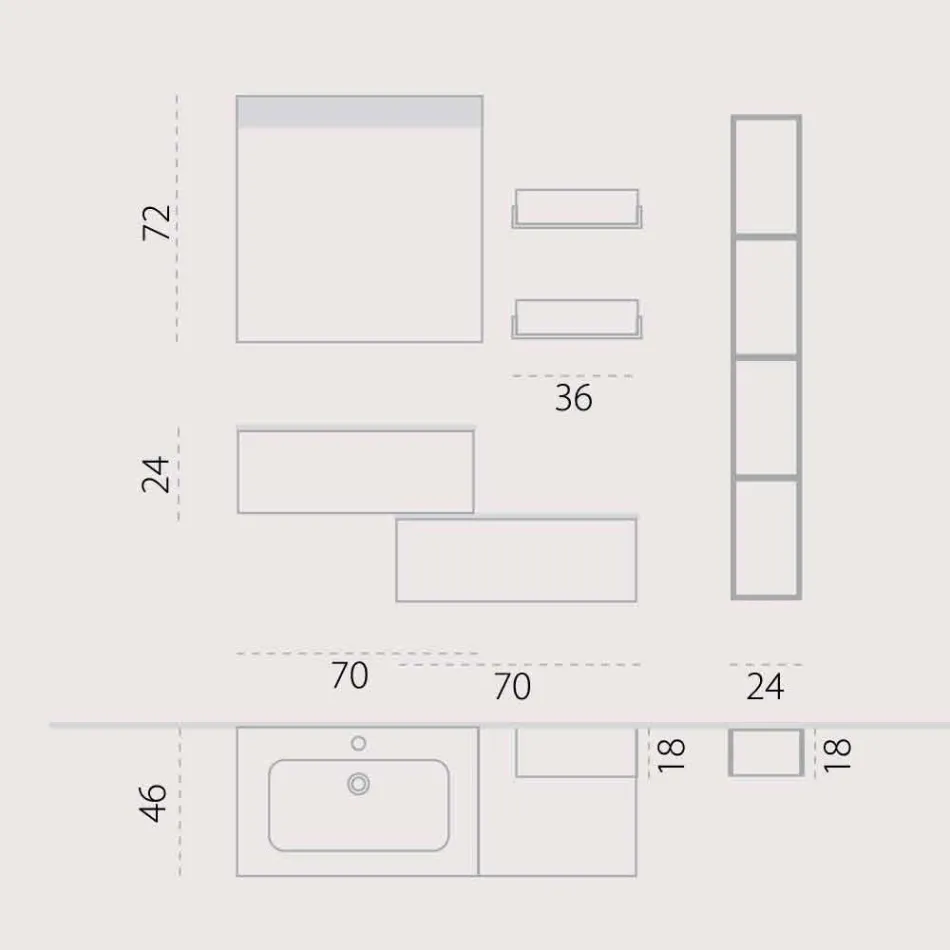 Zusammensetzung Holzmöbel Badezimmer made in Italy Forlì Viadurini