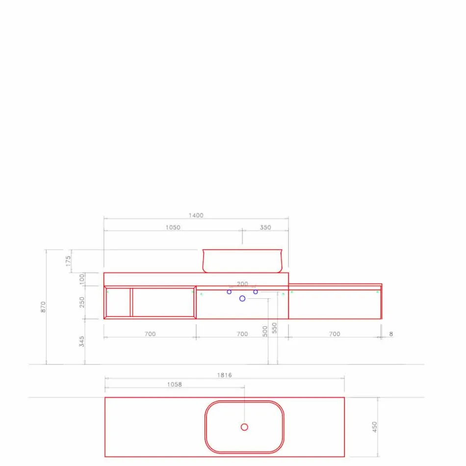 Moderne und hängende Zusammensetzung von Design-Badmöbeln - Callisi2 Viadurini
