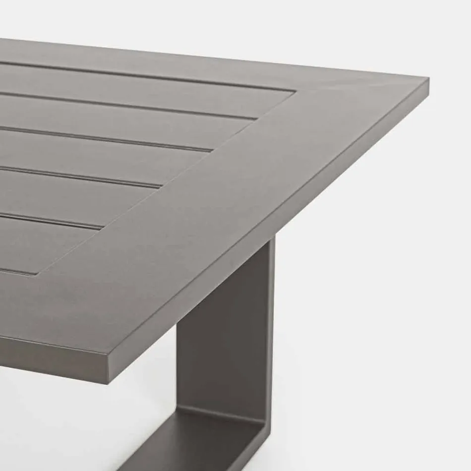 Wohnzimmerzusammensetzung im Freien in Aluminium mit Stoffkissen - Yoshi Viadurini