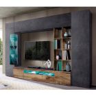 Zusammensetzung von Möbeln und TV-Ständer Wohnzimmer in Holzwand Design - Ciancia Viadurini