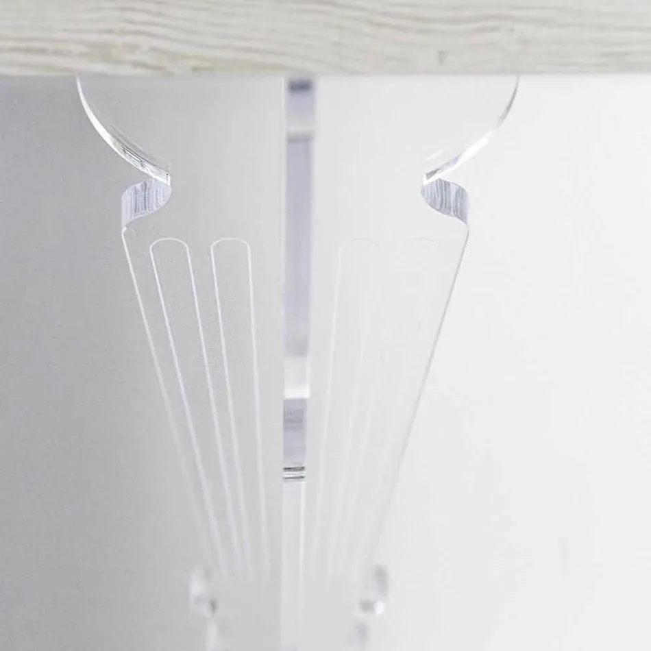 Wandkonsolentisch aus grauweißem Holz oder Corten und Plexiglas - Leopardi Viadurini