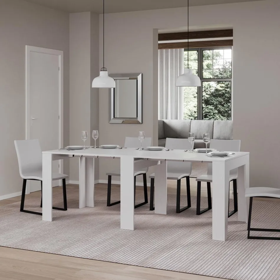 Ausziehbare Konsole auf 181 cm in Melamin Essence Made in Italy – Castello Viadurini