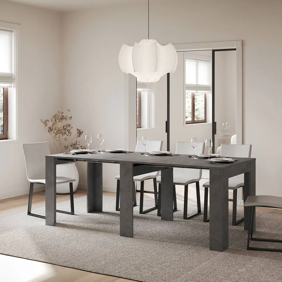 Ausziehbare Konsole auf 181 cm aus Melaminplatten „Made in Italy“ – Drago Viadurini