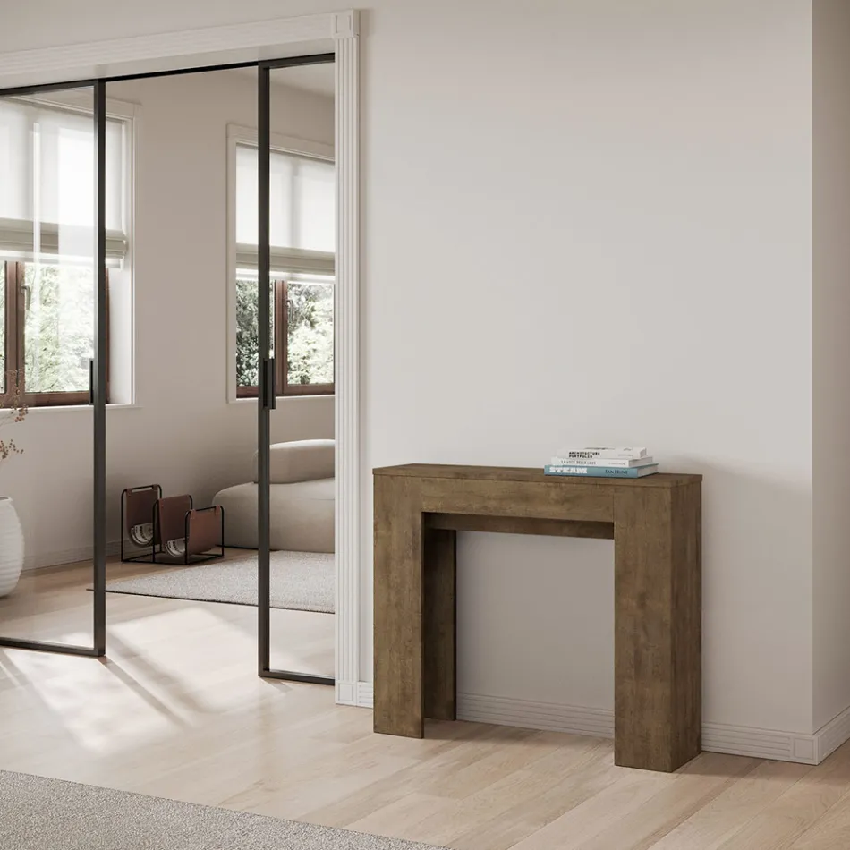 Ausziehbare Konsole auf 181 cm aus Melaminplatten „Made in Italy“ – Drago Viadurini