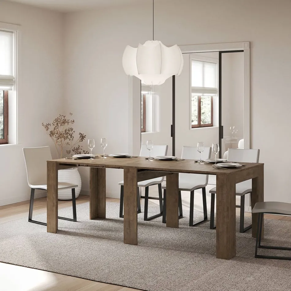 Ausziehbare Konsole auf 181 cm aus Melaminplatten „Made in Italy“ – Drago Viadurini