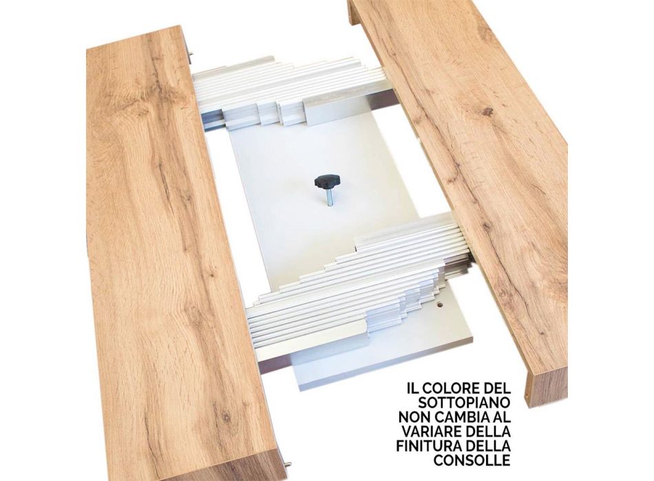 Ausziehbare Konsole auf 288 cm aus Holz und Metall, hergestellt in Italien – Mistero Viadurini