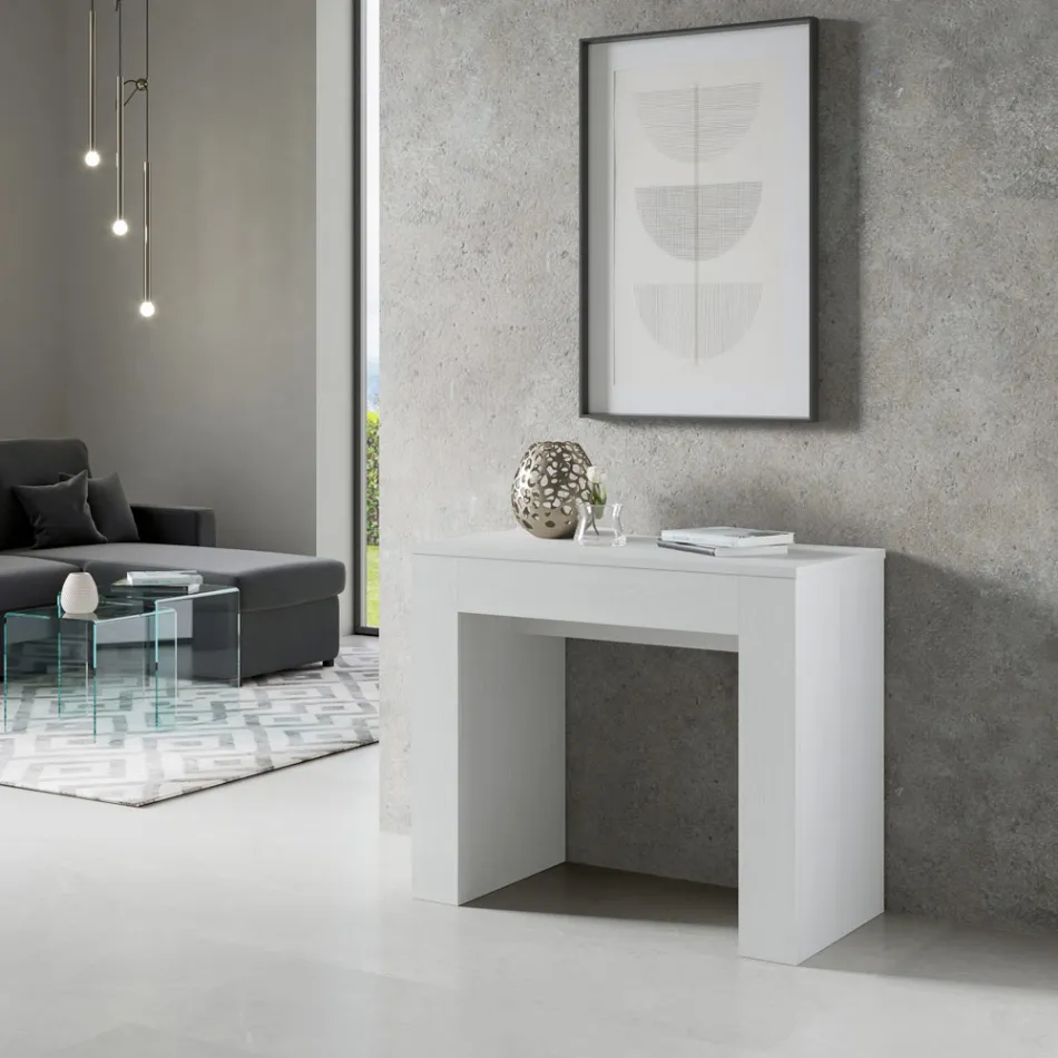 Ausziehbare Konsole auf 307 cm aus Holzmikropartikeln Made in Italy – Corona Viadurini