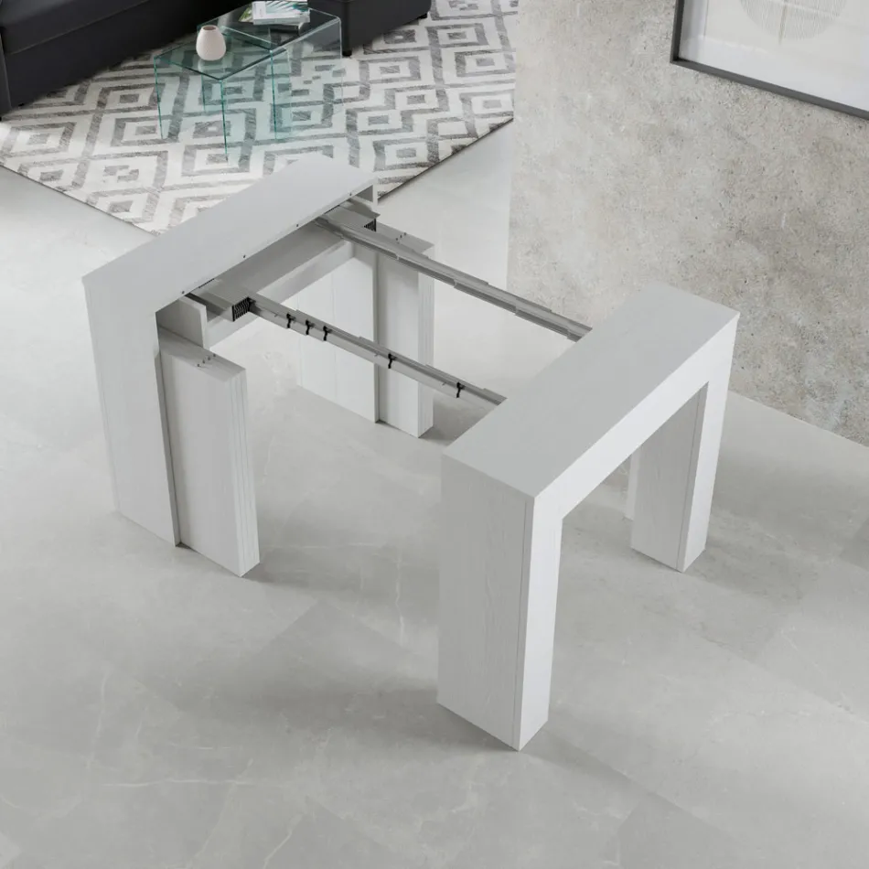 Ausziehbare Konsole auf 307 cm aus Holzmikropartikeln Made in Italy – Corona Viadurini