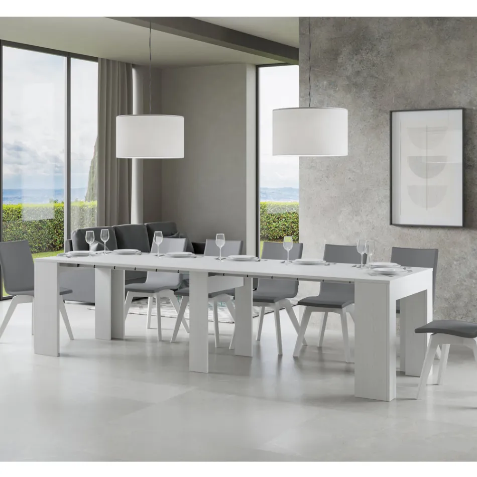 Ausziehbare Konsole auf 307 cm aus Holzmikropartikeln Made in Italy – Corona Viadurini