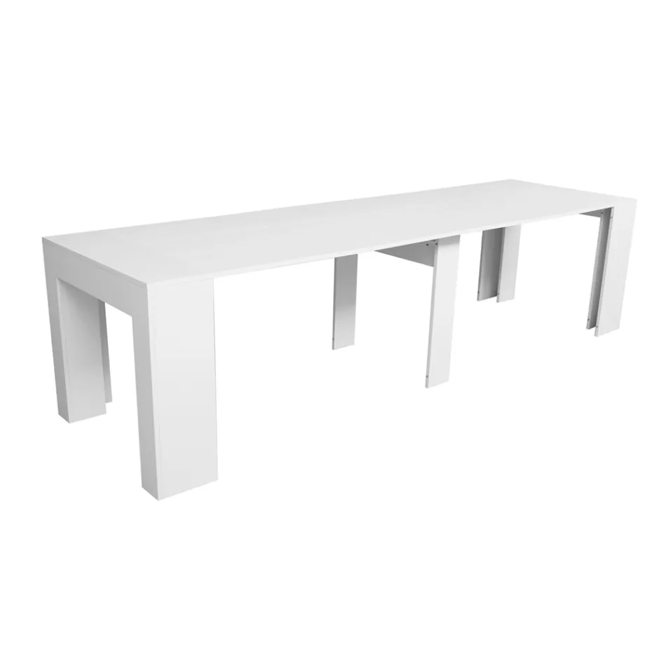 Ausziehbare Konsole auf 307 cm aus Holzmikropartikeln Made in Italy – Corona Viadurini