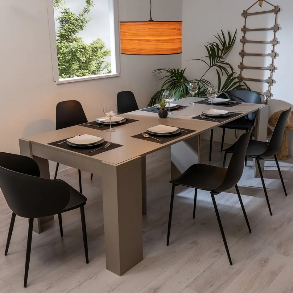 Ausziehbare Konsole bis zu 294 cm aus Melamin Made in Italy - Pineta Viadurini