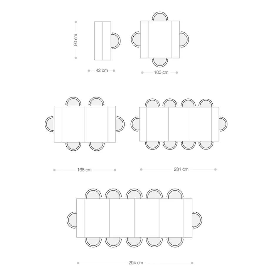 Ausziehbare Konsole bis zu 294 cm aus Melamin Made in Italy - Pineta Viadurini