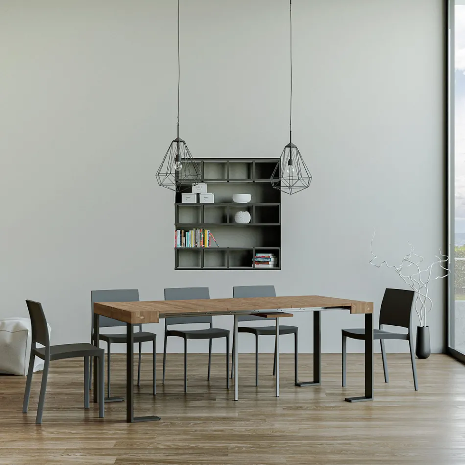 Ausziehbare Konsole bis 300 cm mit anthrazitfarbenem Rahmen, hergestellt in Italien – Giant Viadurini