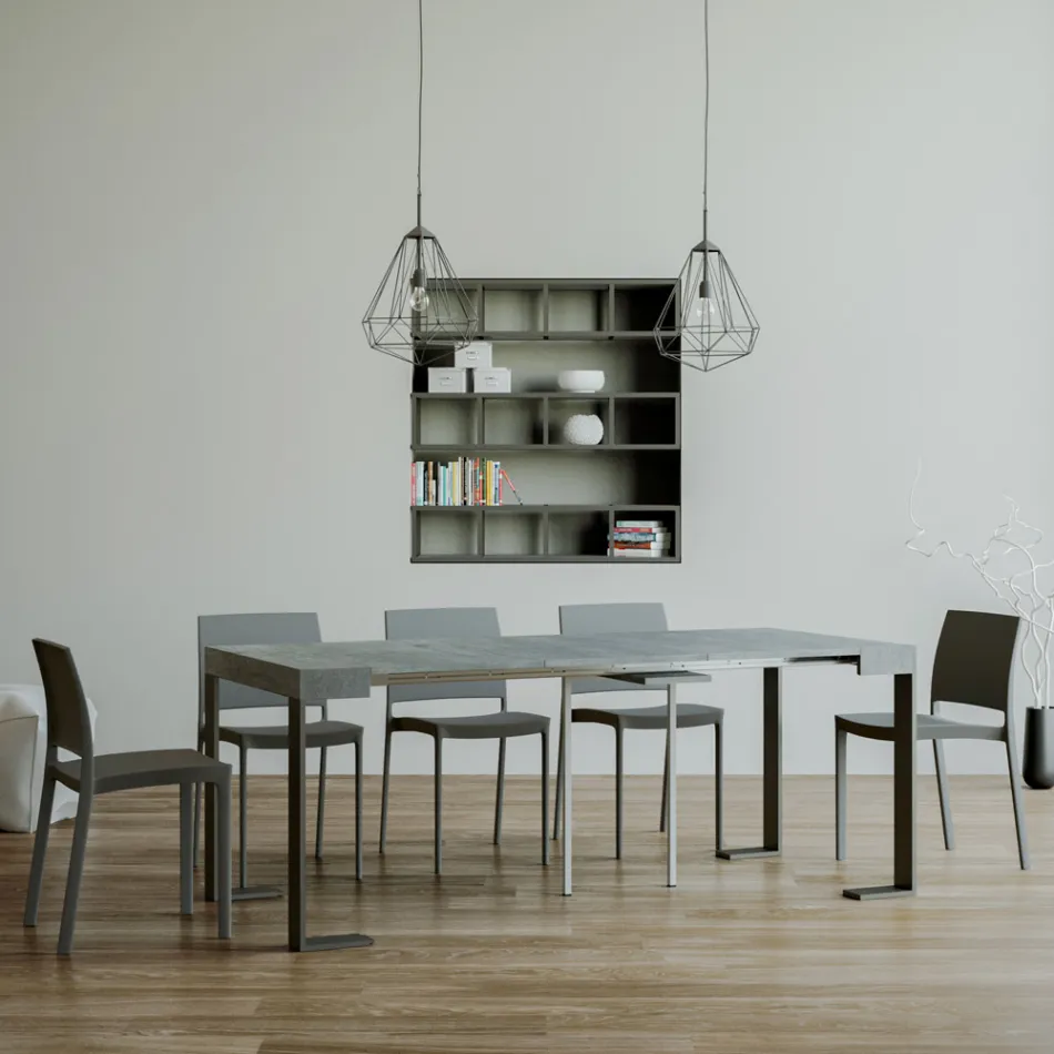 Ausziehbare Konsole bis 300 cm mit anthrazitfarbenem Rahmen, hergestellt in Italien – Giant Viadurini