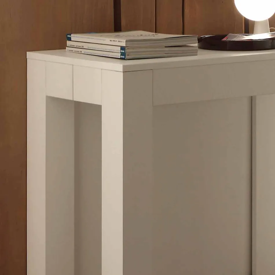 Ausziehbare Konsole Melamin offenporige weiß Faltung Bosa Viadurini