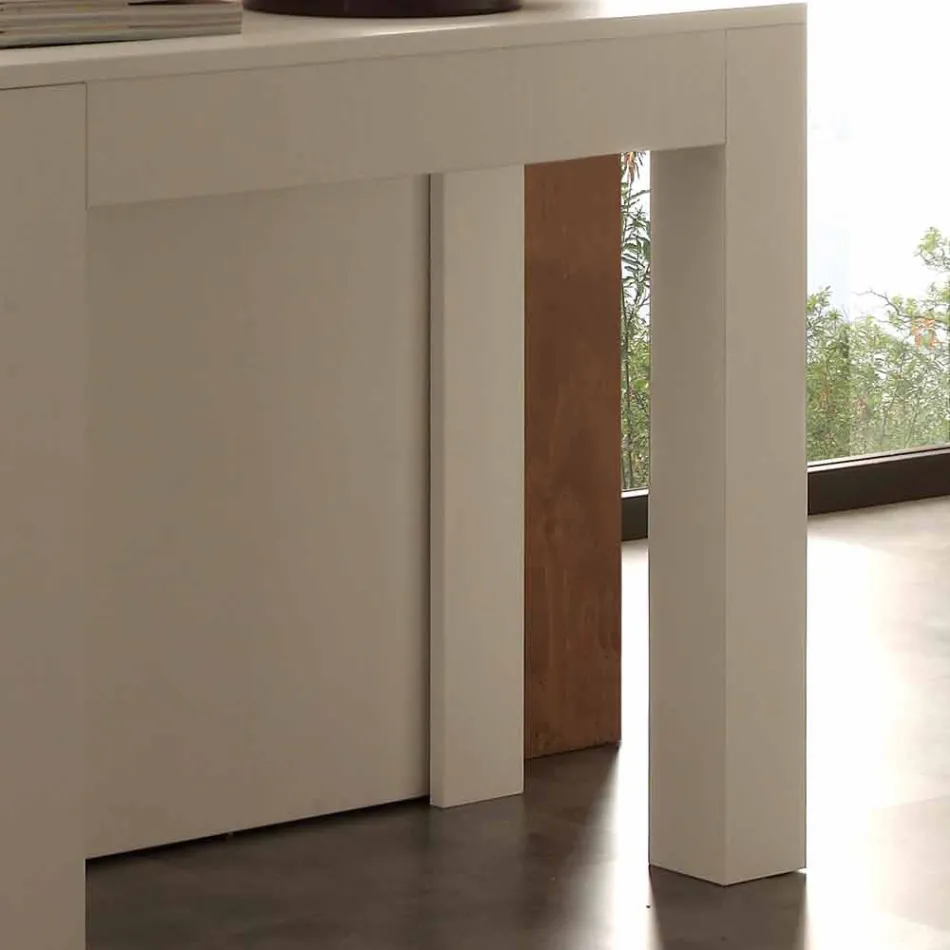 Ausziehbare Konsole Melamin offenporige weiß Faltung Bosa Viadurini