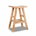 Moderne Badezimmerkonsole aus natürlichem Teakholz mit seitlichen Haken - Zacary Viadurini