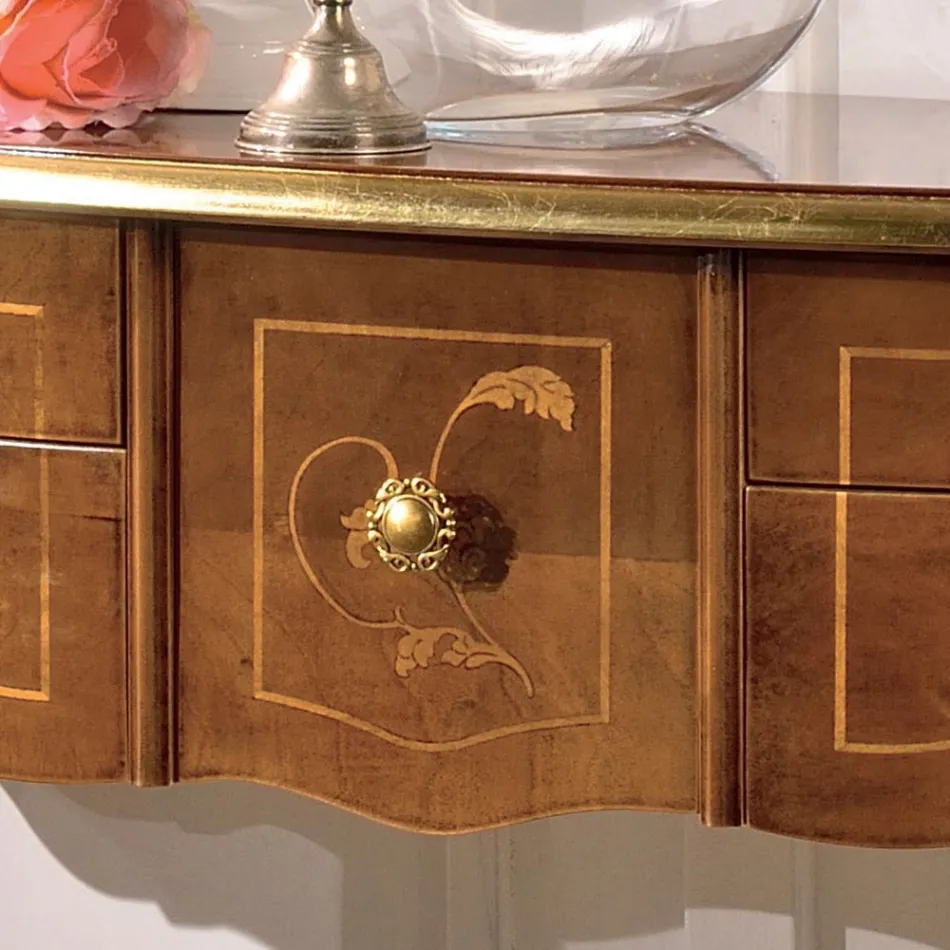 Klassische Holzkonsole 3 oder 5 Luxusschubladen Made in Italy - London Viadurini