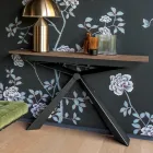 Konsole mit Platte in Mörteloptik und Metallsockel Made in Italy - Timedio Viadurini