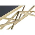 Konsole mit Struktur aus goldenem Metall und Platte aus schwarzem Glas - Eritrea Viadurini