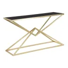 Konsole mit Struktur aus goldenem Metall und Platte aus schwarzem Glas - Eritrea Viadurini