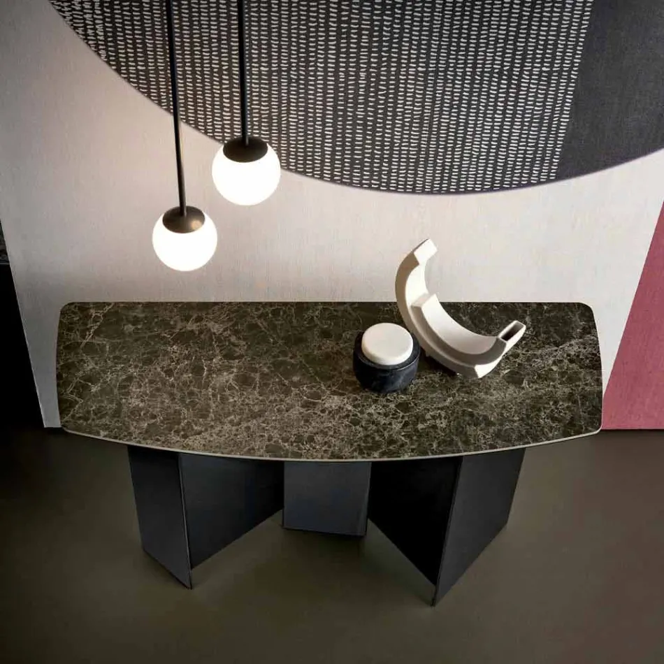 Made in Italy Designkonsole aus Keramik und Glas - zufällig Viadurini