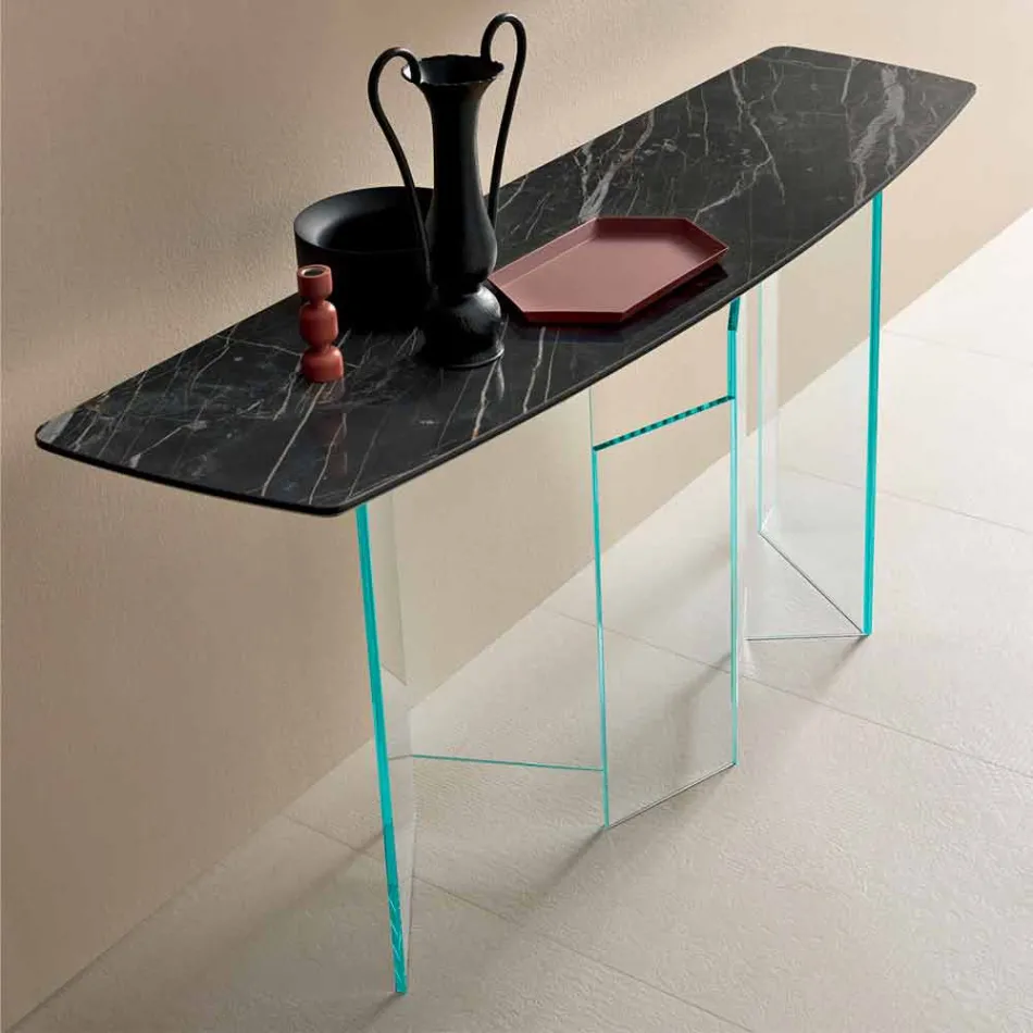 Made in Italy Designkonsole aus Keramik und Glas - zufällig Viadurini