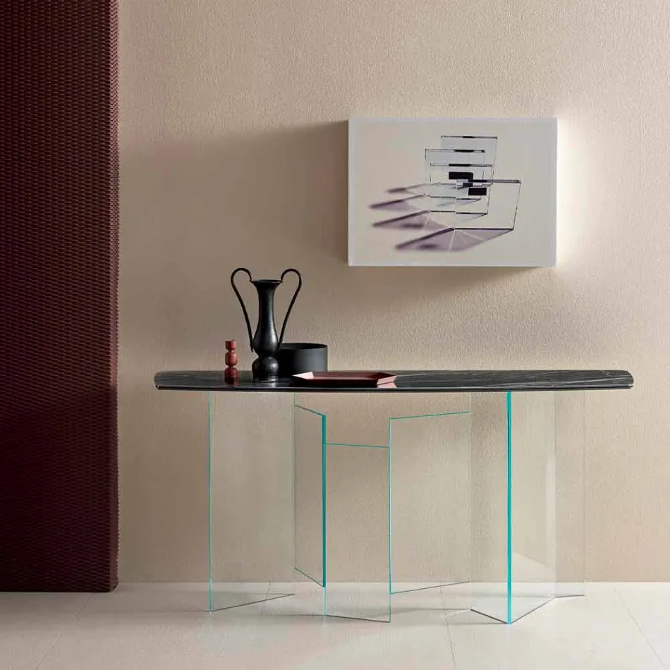Made in Italy Designkonsole aus Keramik und Glas - zufällig Viadurini